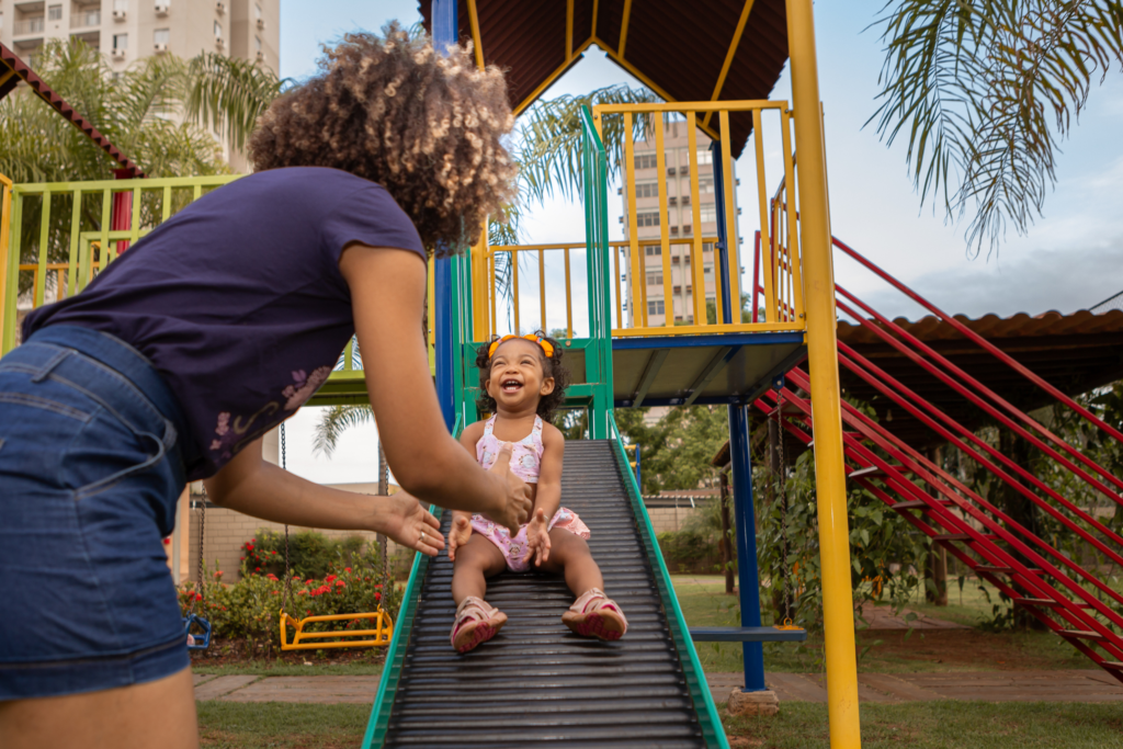 child on slide